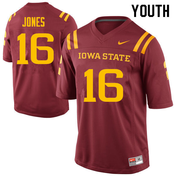 Iowa State Cyclones Youth #16 Keontae Jones Nike NCAA Authentic Cardinal College Stitched Football Jersey VB42T14WD